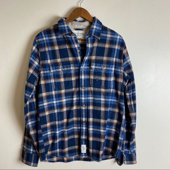 NWT Men’s Blue Flannel A&F Button Up Jacket 5003 - Picture 3 of 11